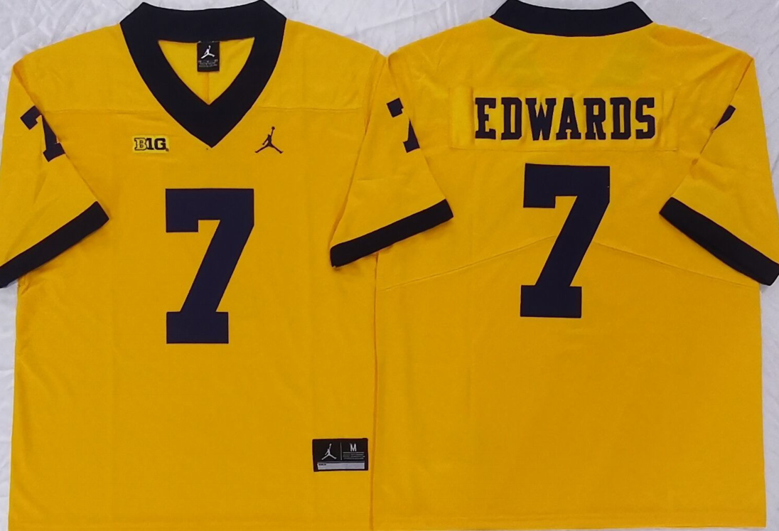 Men's Michigan Wolverines Donovan Edwards #7 Yellow Jersey